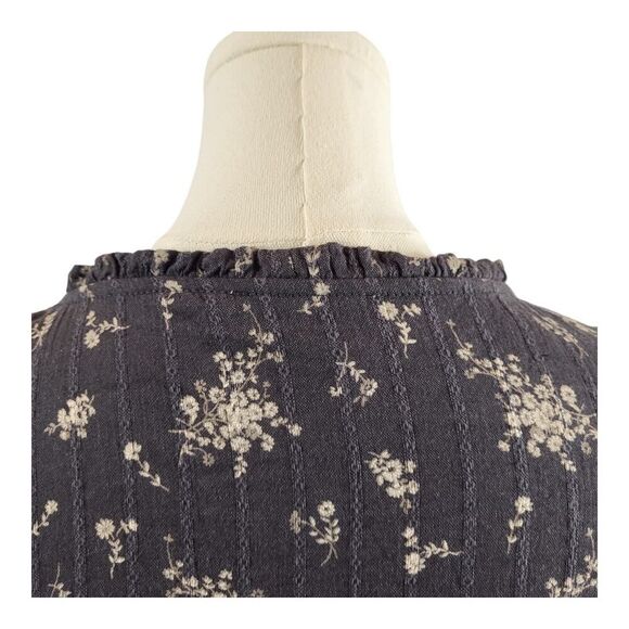 American Eagle Outfitters Small Mini Dress Cotton Brown and Tan Floral Faux Wrap - Picture 12 of 16